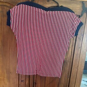 Navy and Red Striped Women's Top